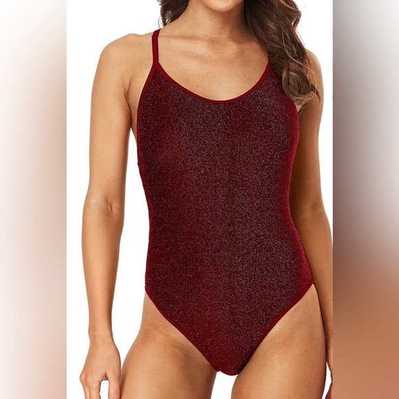 Nwt- boutique- Womens Shiny Padded One Piece Bathing Suit-L - Picture 1 of 6